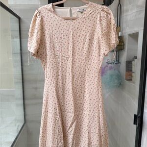 Madewell Cream and Pink Puff Sleeve Sundress